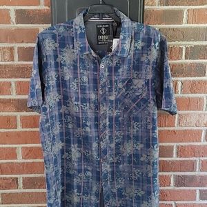 Indigo Star Short Button Up Sleeve Shirt Size XL
